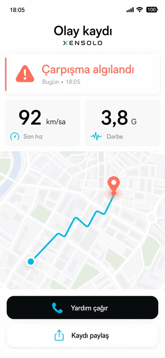 Konsept kaza bildirimi ekranı